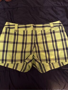 adidas Lime Green Plaid Women's Jean Shorts